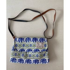 Handmade Blue/White Elephant Print Cosmetic Bag/Purse